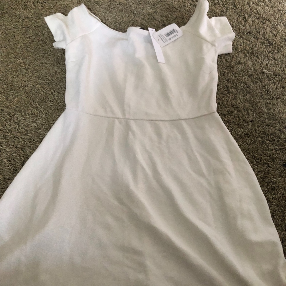 Aqua Off the Shoulder White Dress